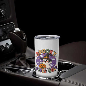 Cute Halloween Ghost Tumbler Cup Spooky Vibes Only With Pumpkin TS12 Print Your Wear