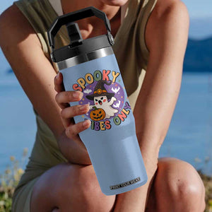 Cute Halloween Ghost Flip Straw Tumbler Spooky Vibes Only With Pumpkin TS12 One Size: 30 oz Light Blue Print Your Wear