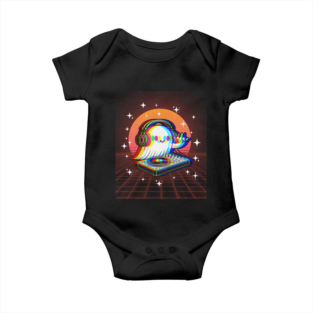 Halloween Ghost Baby Onesie Funny Trippy Vaporwave DJ Music Party TS12 Black Print Your Wear