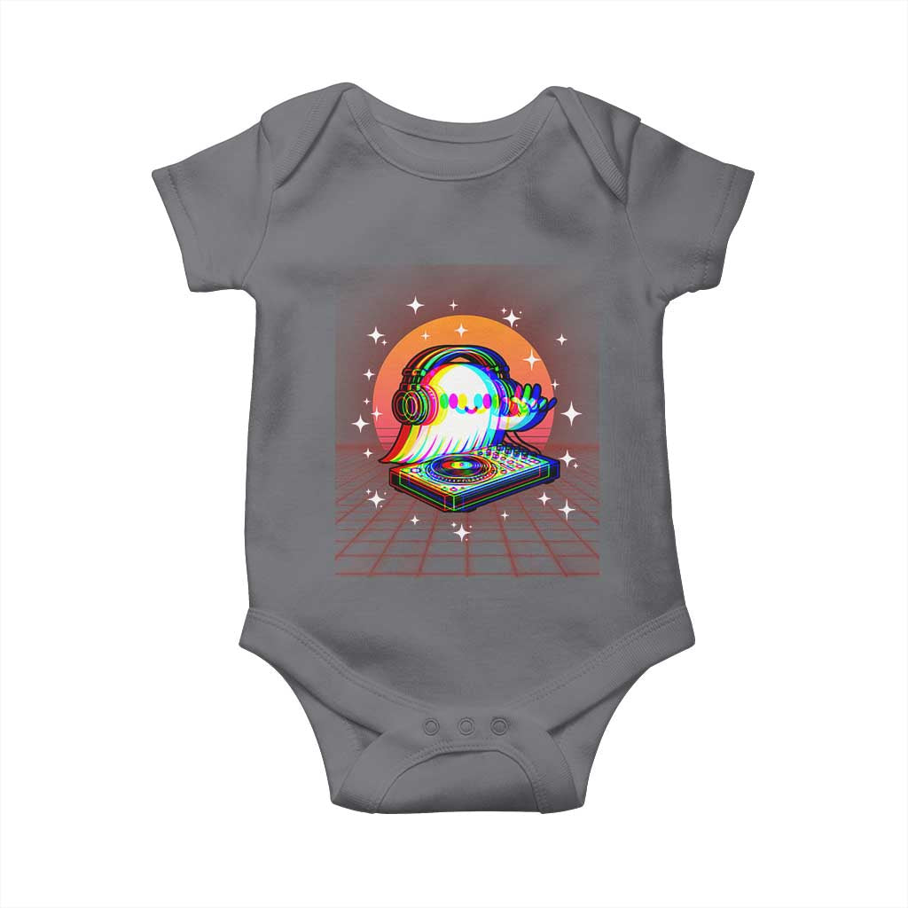 Halloween Ghost Baby Onesie Funny Trippy Vaporwave DJ Music Party TS12 Charcoal Print Your Wear