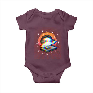 Halloween Ghost Baby Onesie Funny Trippy Vaporwave DJ Music Party TS12 Maroon Print Your Wear