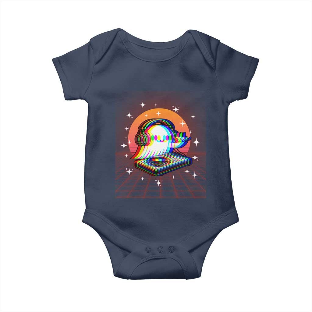 Halloween Ghost Baby Onesie Funny Trippy Vaporwave DJ Music Party TS12 Navy Print Your Wear