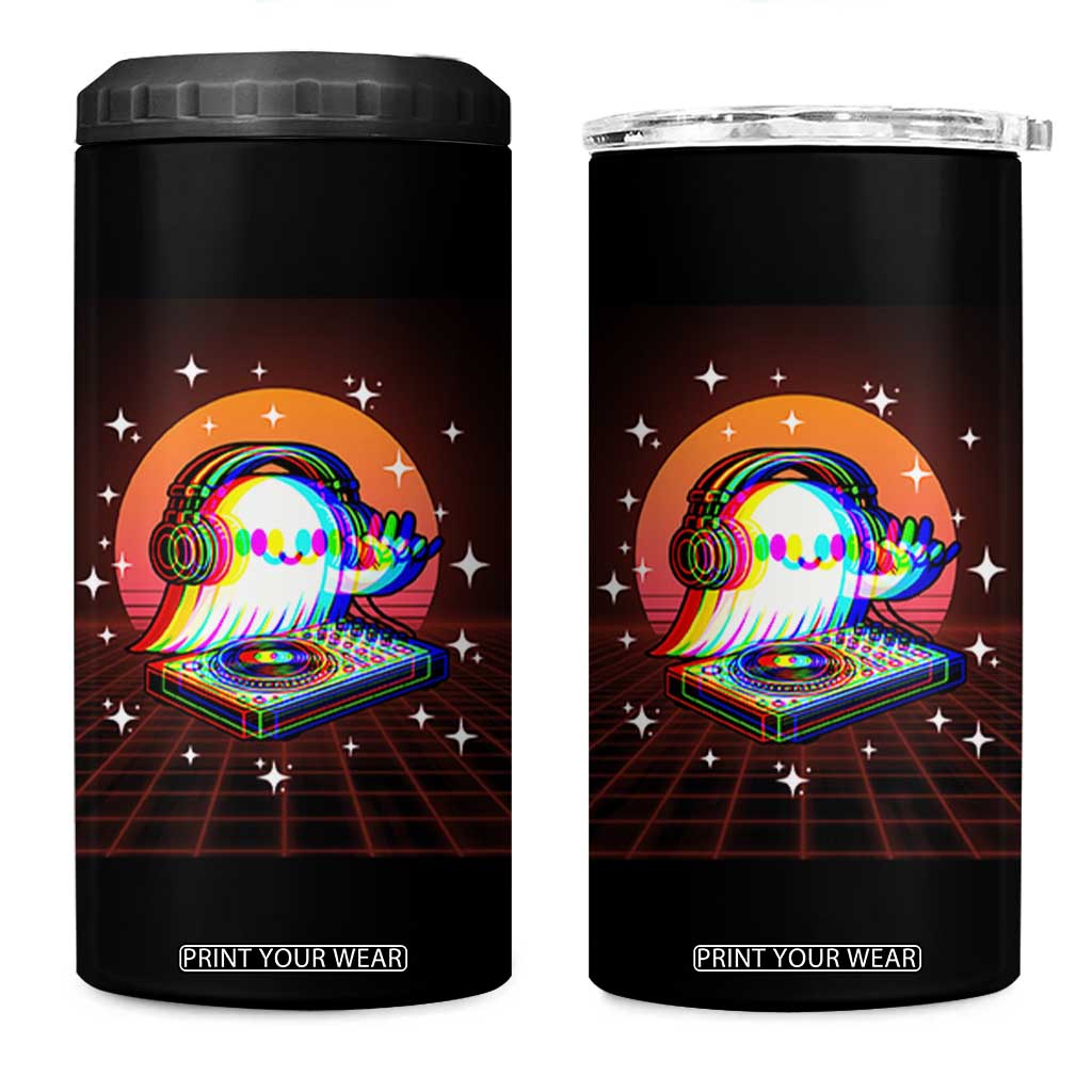Halloween Ghost 4 in 1 Can Cooler Tumbler Funny Trippy Vaporwave DJ Music Party TS12 One Size: 16 oz Black Print Your Wear