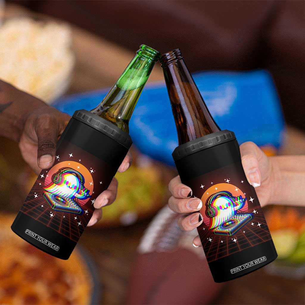 Halloween Ghost 4 in 1 Can Cooler Tumbler Funny Trippy Vaporwave DJ Music Party TS12 Print Your Wear