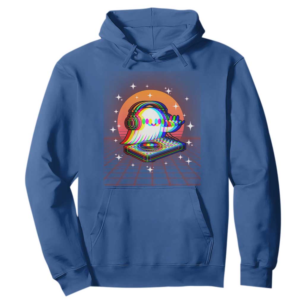 Halloween Ghost Hoodie Funny Trippy Vaporwave DJ Music Party TS12 Royal Blue Print Your Wear