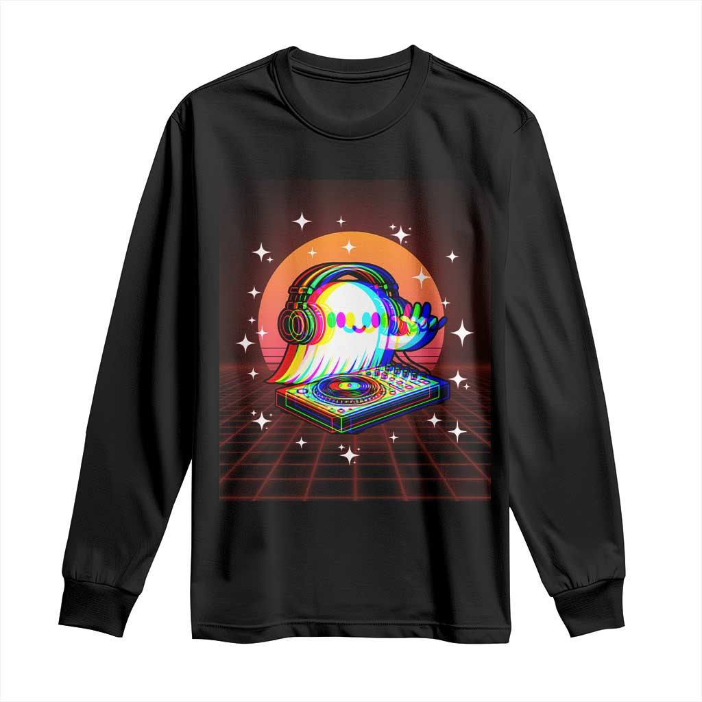 Halloween Ghost Long Sleeve Shirt Funny Trippy Vaporwave DJ Music Party TS12 Black Print Your Wear