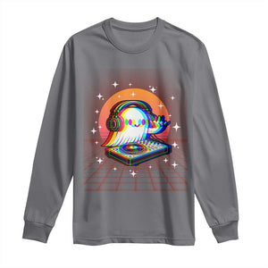 Halloween Ghost Long Sleeve Shirt Funny Trippy Vaporwave DJ Music Party TS12 Charcoal Print Your Wear
