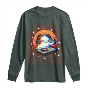Halloween Ghost Long Sleeve Shirt Funny Trippy Vaporwave DJ Music Party TS12 Dark Forest Green Print Your Wear