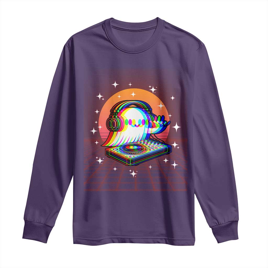 Halloween Ghost Long Sleeve Shirt Funny Trippy Vaporwave DJ Music Party TS12 Purple Print Your Wear