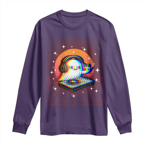 Halloween Ghost Long Sleeve Shirt Funny Trippy Vaporwave DJ Music Party TS12 Purple Print Your Wear