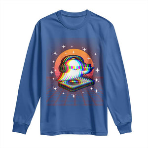 Halloween Ghost Long Sleeve Shirt Funny Trippy Vaporwave DJ Music Party TS12 Royal Blue Print Your Wear
