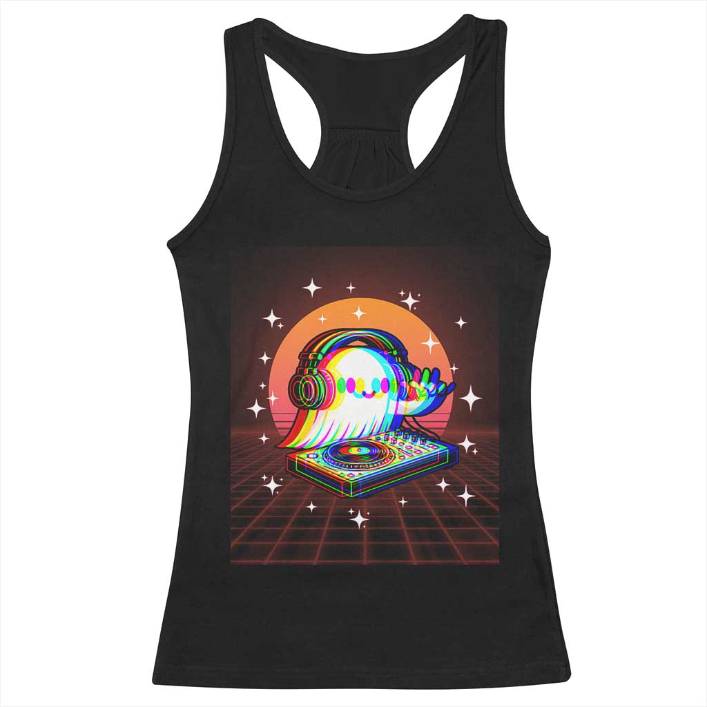 Halloween Ghost Racerback Tank Top Funny Trippy Vaporwave DJ Music Party TS12 Black Print Your Wear