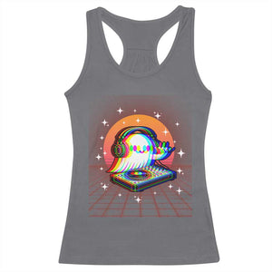 Halloween Ghost Racerback Tank Top Funny Trippy Vaporwave DJ Music Party TS12 Charcoal Print Your Wear
