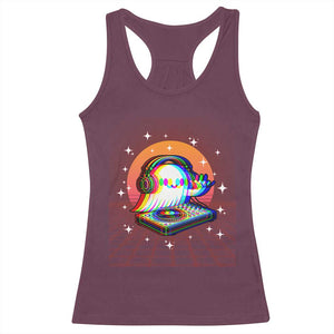 Halloween Ghost Racerback Tank Top Funny Trippy Vaporwave DJ Music Party TS12 Maroon Print Your Wear