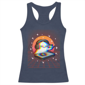 Halloween Ghost Racerback Tank Top Funny Trippy Vaporwave DJ Music Party TS12 Navy Print Your Wear