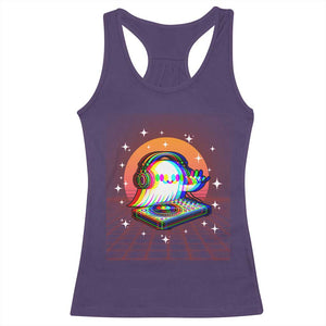 Halloween Ghost Racerback Tank Top Funny Trippy Vaporwave DJ Music Party TS12 Purple Print Your Wear