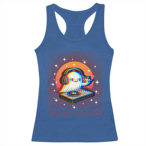 Halloween Ghost Racerback Tank Top Funny Trippy Vaporwave DJ Music Party TS12 Royal Blue Print Your Wear