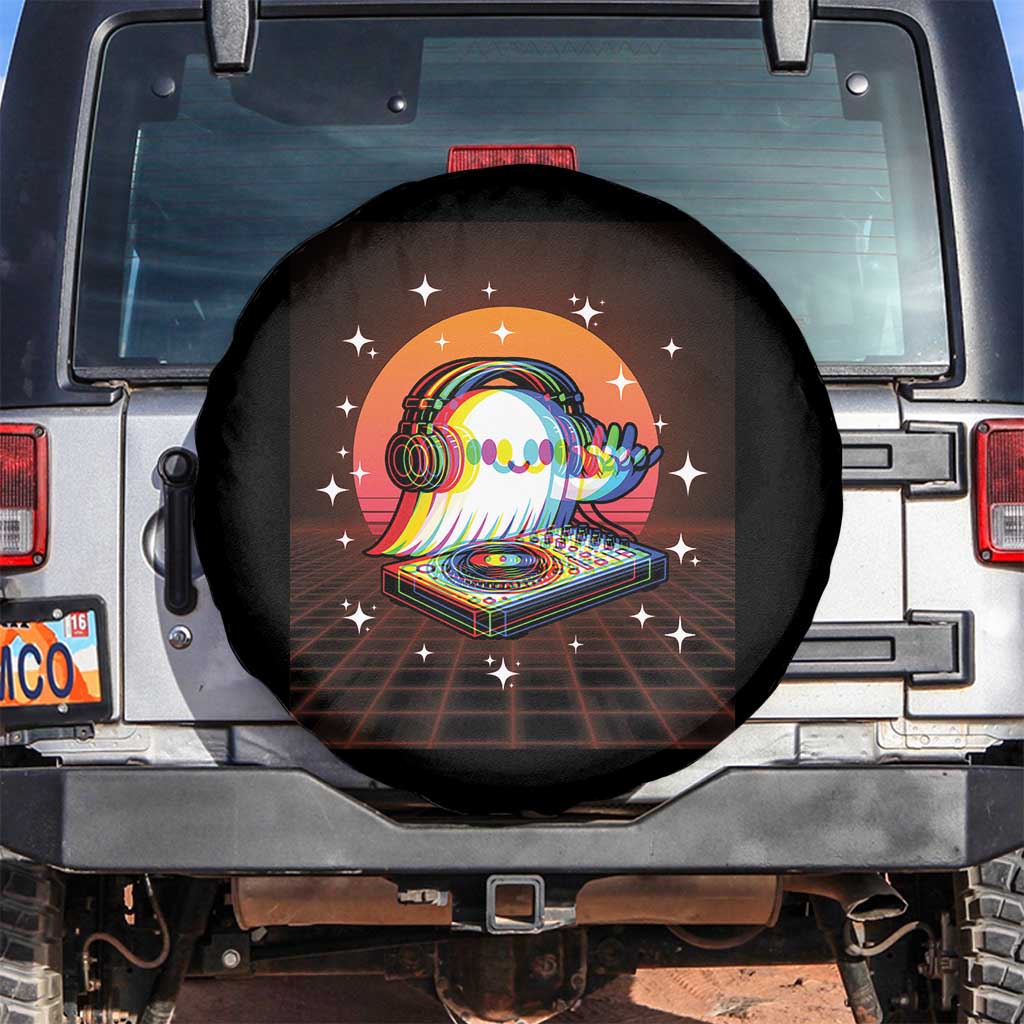 Halloween Ghost Spare Tire Cover Funny Trippy Vaporwave DJ Music Party TS12 No hole Black Print Your Wear