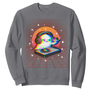 Halloween Ghost Sweatshirt Funny Trippy Vaporwave DJ Music Party TS12 Charcoal Print Your Wear