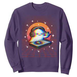 Halloween Ghost Sweatshirt Funny Trippy Vaporwave DJ Music Party TS12 Purple Print Your Wear