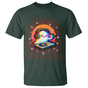 Halloween Ghost T Shirt Funny Trippy Vaporwave DJ Music Party TS12 Dark Forest Green Print Your Wear