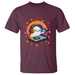 Halloween Ghost T Shirt Funny Trippy Vaporwave DJ Music Party TS12 Maroon Print Your Wear