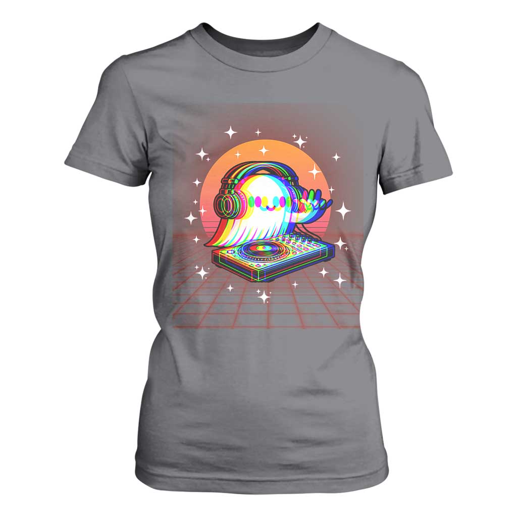 Halloween Ghost T Shirt For Women Funny Trippy Vaporwave DJ Music Party TS12 Charcoal Print Your Wear