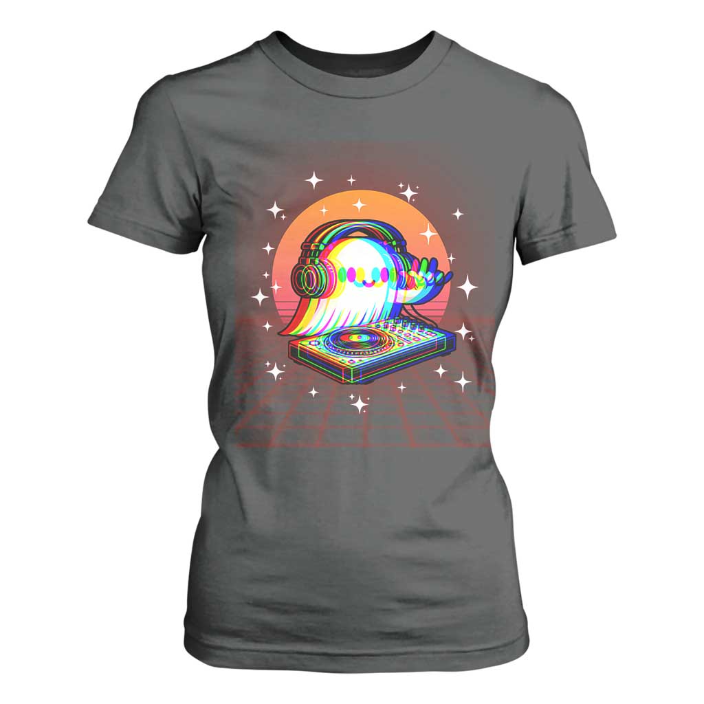 Halloween Ghost T Shirt For Women Funny Trippy Vaporwave DJ Music Party TS12 Dark Heather Print Your Wear