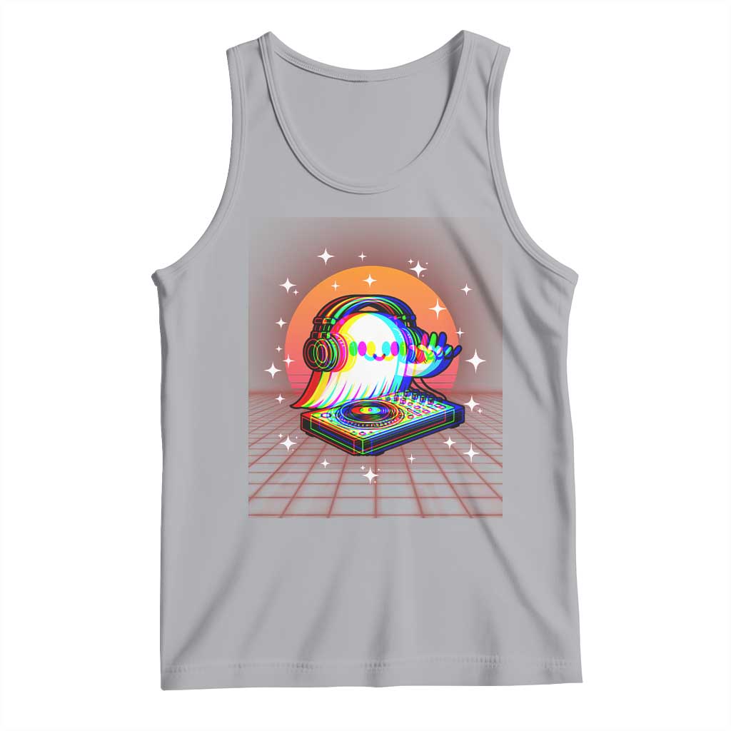 Halloween Ghost Tank Top Funny Trippy Vaporwave DJ Music Party TS12 Athletic Heather Print Your Wear