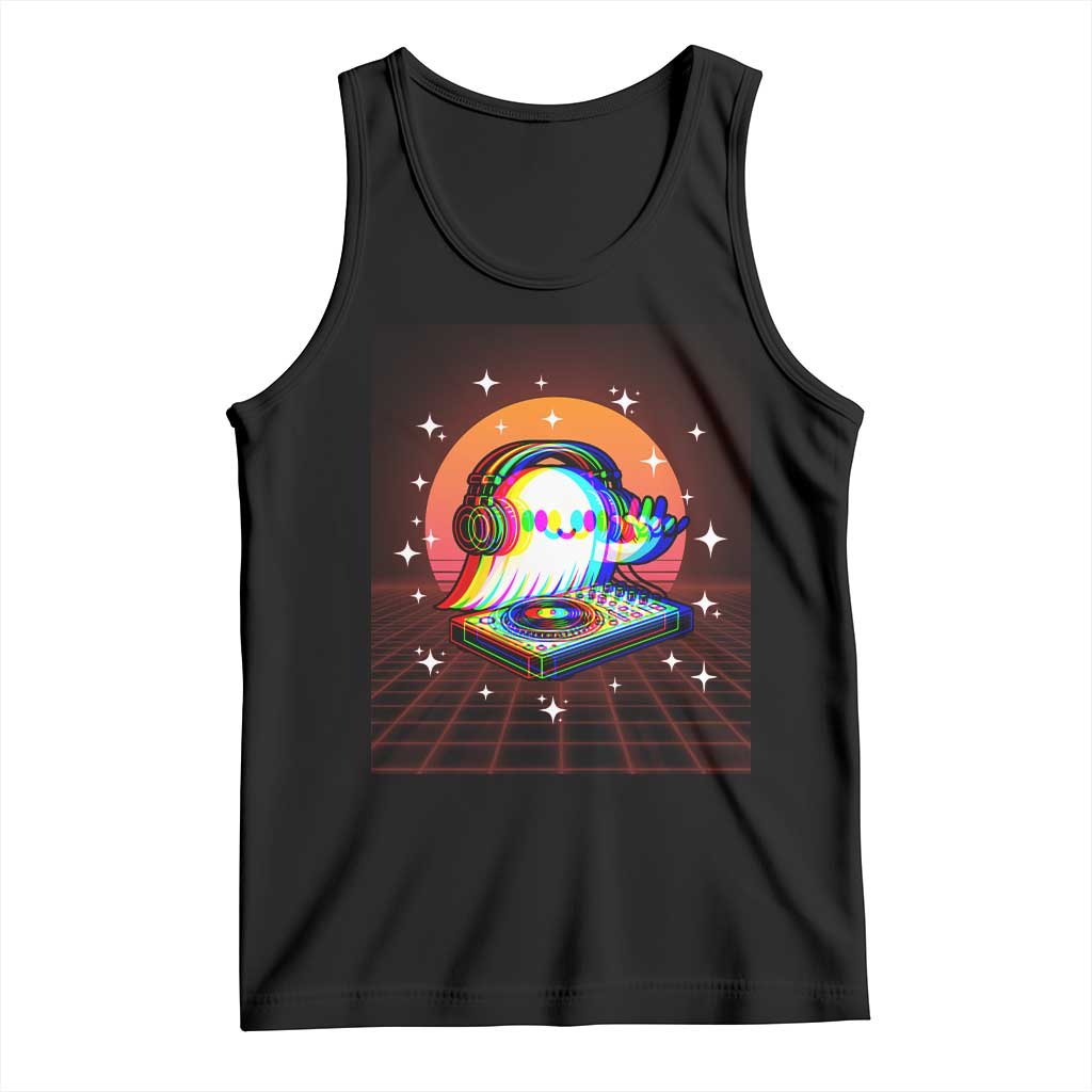 Halloween Ghost Tank Top Funny Trippy Vaporwave DJ Music Party TS12 Black Print Your Wear