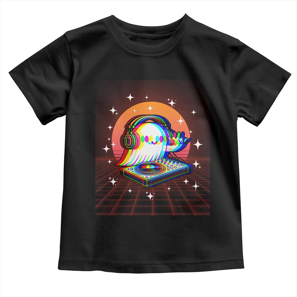 Halloween Ghost Toddler T Shirt Funny Trippy Vaporwave DJ Music Party TS12 Black Print Your Wear