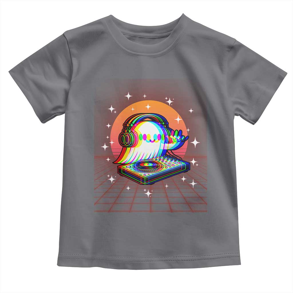 Halloween Ghost Toddler T Shirt Funny Trippy Vaporwave DJ Music Party TS12 Charcoal Print Your Wear