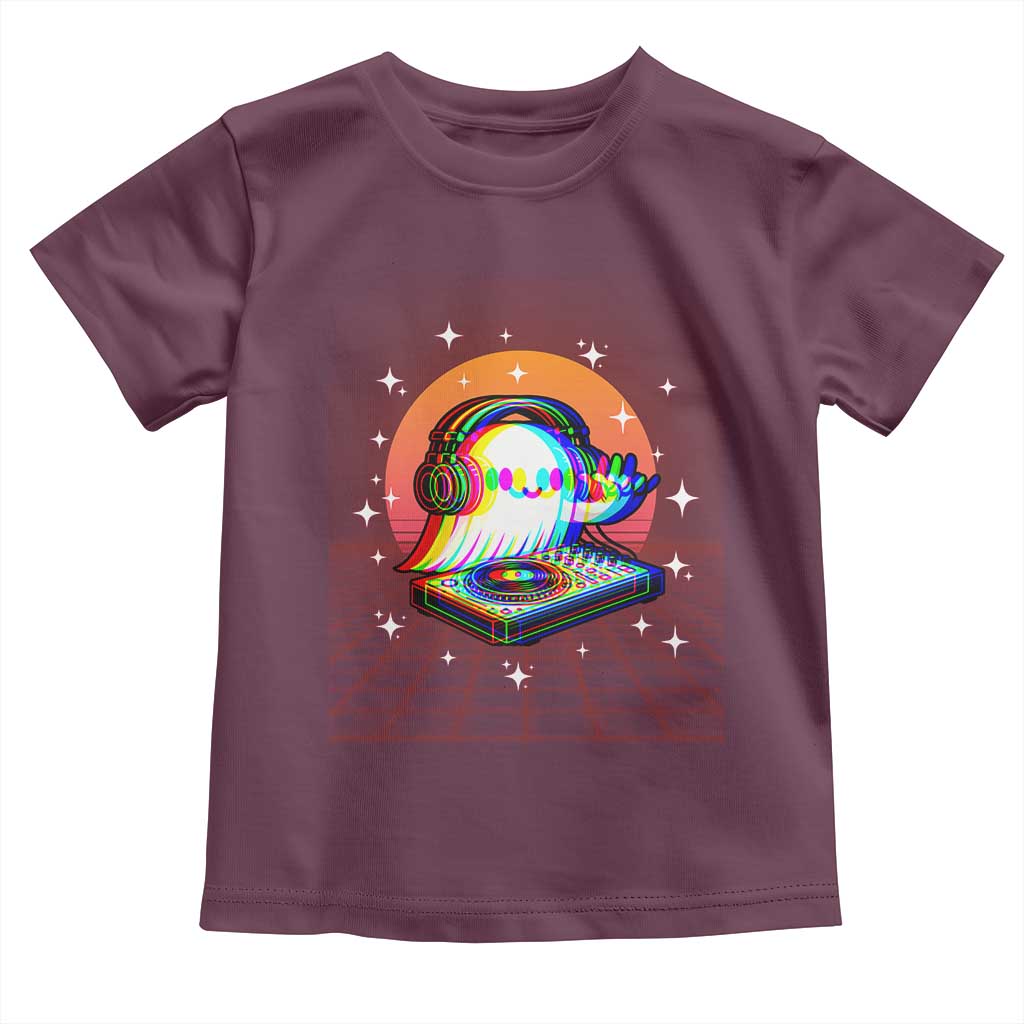 Halloween Ghost Toddler T Shirt Funny Trippy Vaporwave DJ Music Party TS12 Maroon Print Your Wear