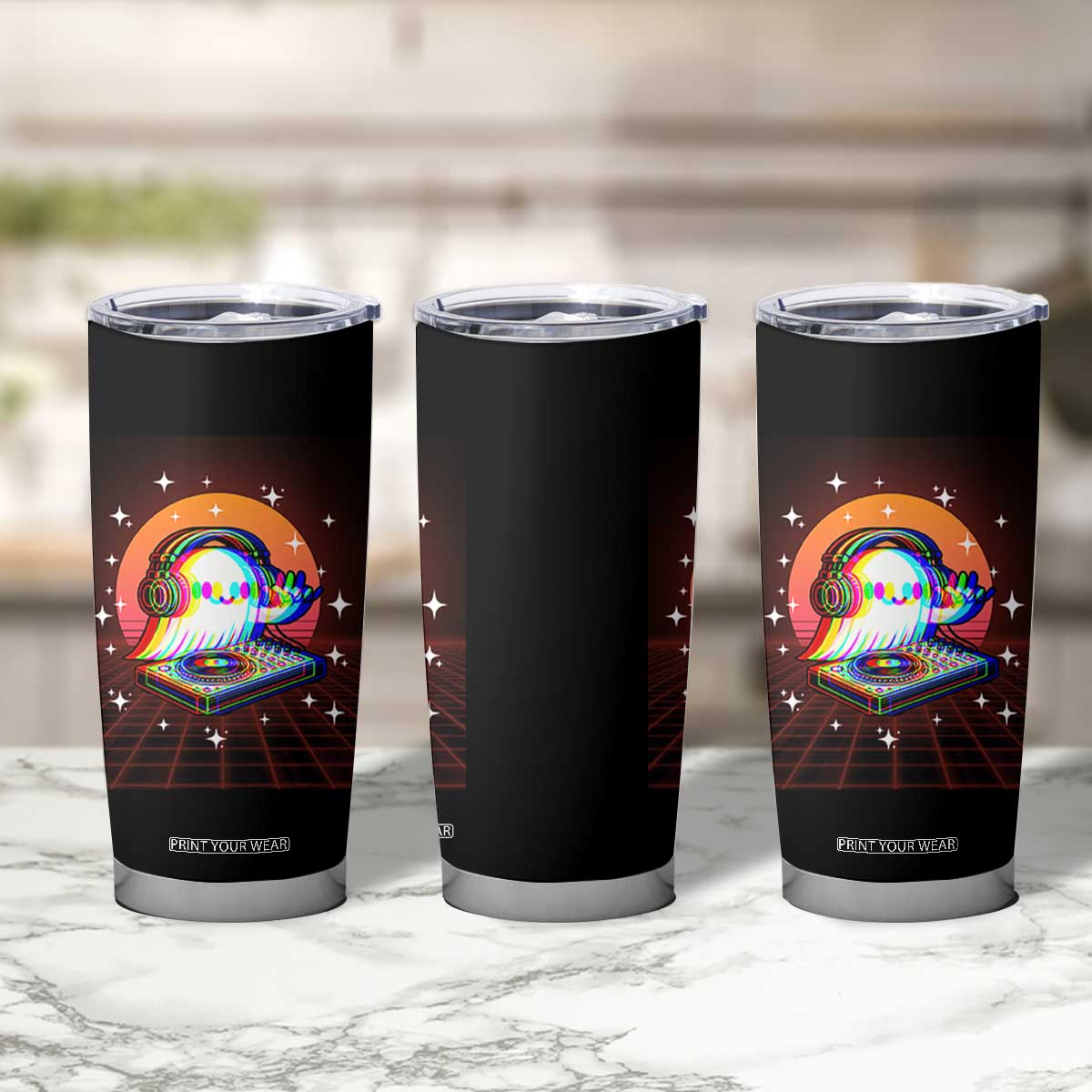 Halloween Ghost Tumbler Cup Funny Trippy Vaporwave DJ Music Party TS12 Print Your Wear
