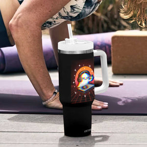 Halloween Ghost Tumbler With Handle Funny Trippy Vaporwave DJ Music Party TS12 Print Your Wear