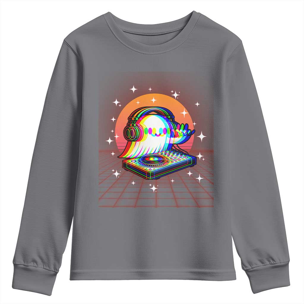 Halloween Ghost Youth Sweatshirt Funny Trippy Vaporwave DJ Music Party TS12 Charcoal Print Your Wear