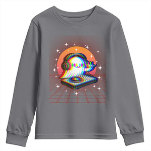 Halloween Ghost Youth Sweatshirt Funny Trippy Vaporwave DJ Music Party TS12 Charcoal Print Your Wear