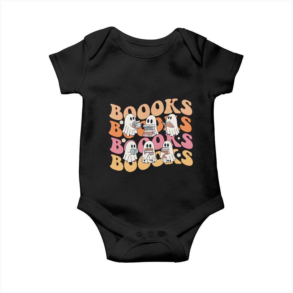 Bookish Ghost Halloween Baby Onesie Funny Book Lover And Spooky Squad TS12 Black Print Your Wear