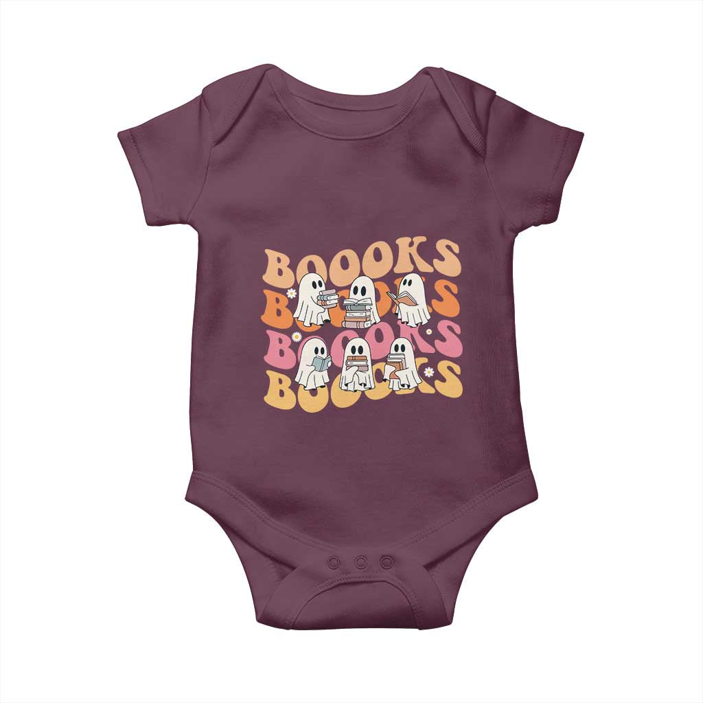 Bookish Ghost Halloween Baby Onesie Funny Book Lover And Spooky Squad TS12 Maroon Print Your Wear
