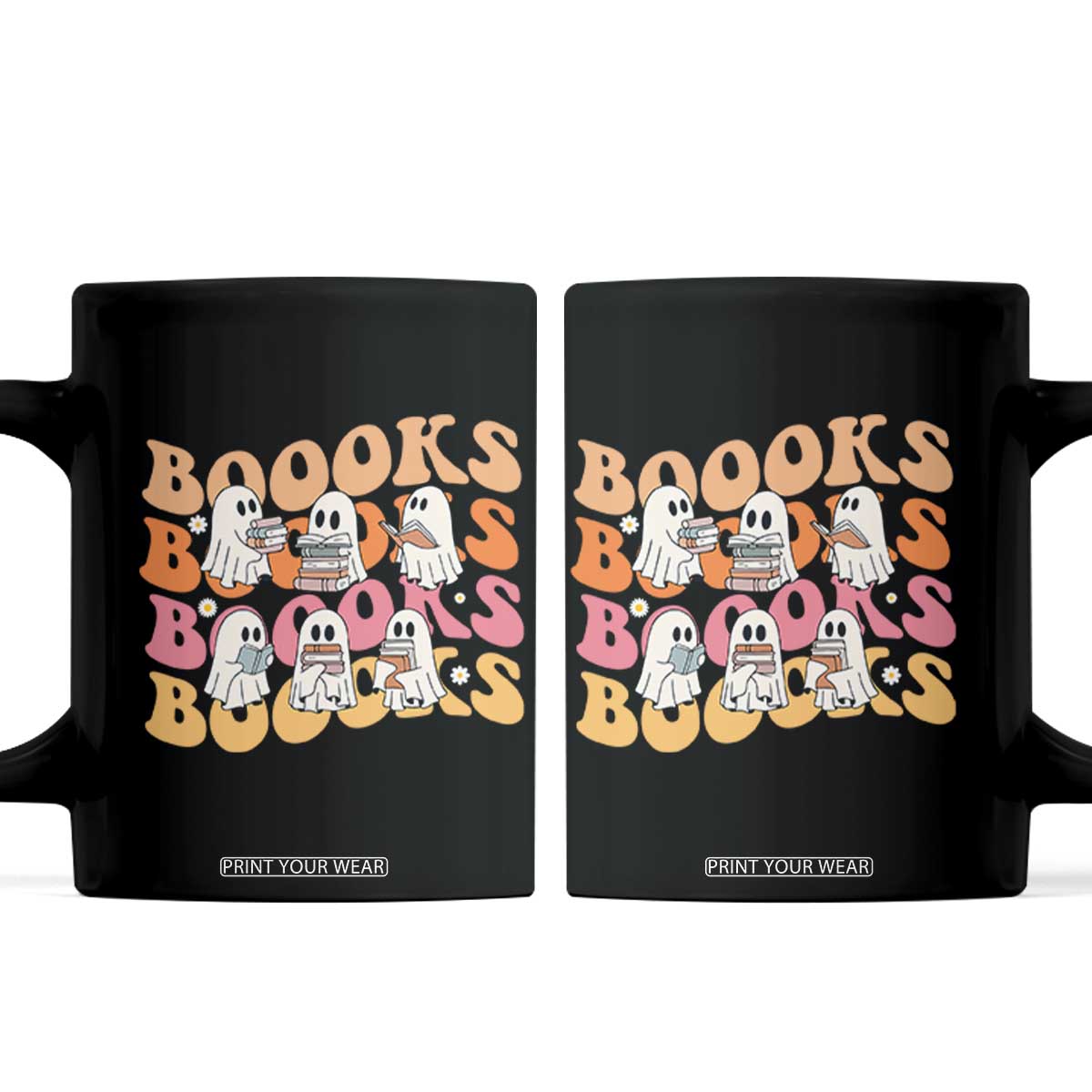 Bookish Ghost Halloween Coffee Mug Funny Book Lover And Spooky Squad TS12 Black Print Your Wear