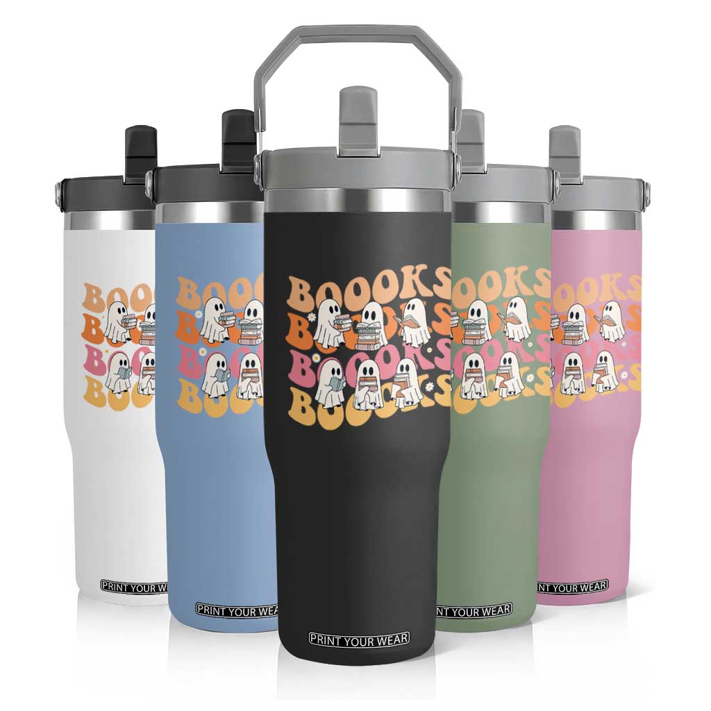 Bookish Ghost Halloween Flip Straw Tumbler Funny Book Lover And Spooky Squad TS12 Print Your Wear
