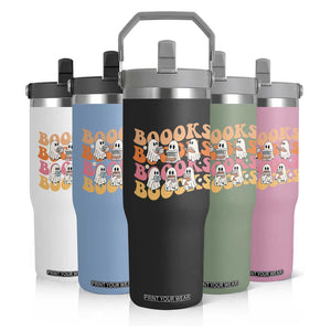 Bookish Ghost Halloween Flip Straw Tumbler Funny Book Lover And Spooky Squad TS12 Print Your Wear
