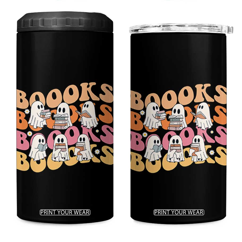 Bookish Ghost Halloween 4 in 1 Can Cooler Tumbler Funny Book Lover And Spooky Squad TS12 One Size: 16 oz Black Print Your Wear