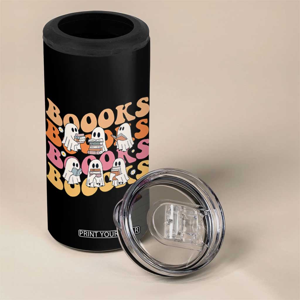Bookish Ghost Halloween 4 in 1 Can Cooler Tumbler Funny Book Lover And Spooky Squad TS12 Print Your Wear