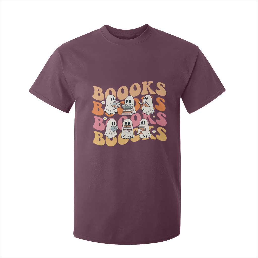 Bookish Ghost Halloween T Shirt For Kid Funny Book Lover And Spooky Squad TS12 Maroon Print Your Wear