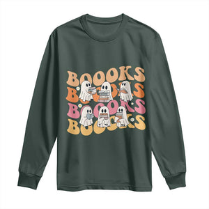 Bookish Ghost Halloween Long Sleeve Shirt Funny Book Lover And Spooky Squad TS12 Dark Forest Green Print Your Wear