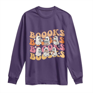 Bookish Ghost Halloween Long Sleeve Shirt Funny Book Lover And Spooky Squad TS12 Purple Print Your Wear