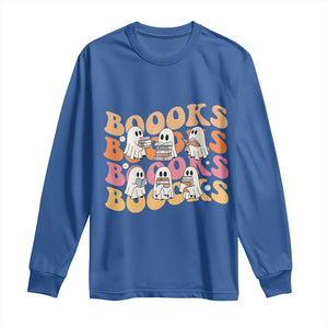 Bookish Ghost Halloween Long Sleeve Shirt Funny Book Lover And Spooky Squad TS12 Royal Blue Print Your Wear
