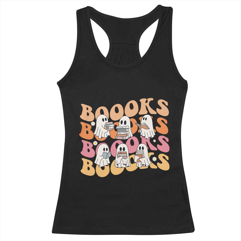 Bookish Ghost Halloween Racerback Tank Top Funny Book Lover And Spooky Squad TS12 Black Print Your Wear