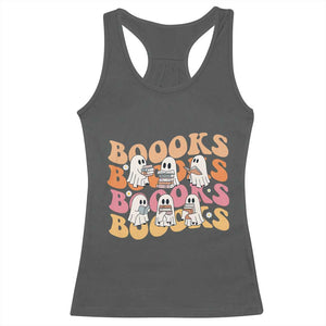 Bookish Ghost Halloween Racerback Tank Top Funny Book Lover And Spooky Squad TS12 Dark Heather Print Your Wear
